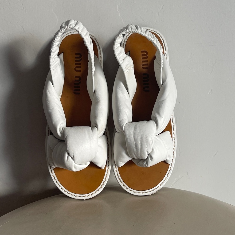 Miu Miu Padded Mordoré Nappa Leather Sandals